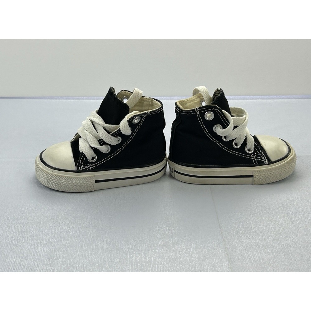 Converse All Star Infant Size 2 Black High Top Chuck Taylor Canvas Sneakers - Picture 3 of 9
